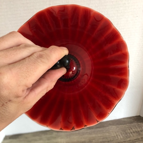 Vtg Anchor Hocking Ruby Handled Dish - Picture 6 of 12
